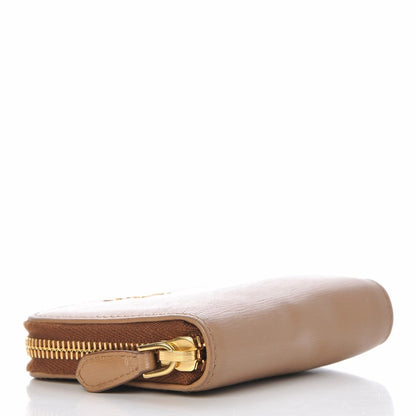 Vitello Move Cipria Beige Leather Zip Around