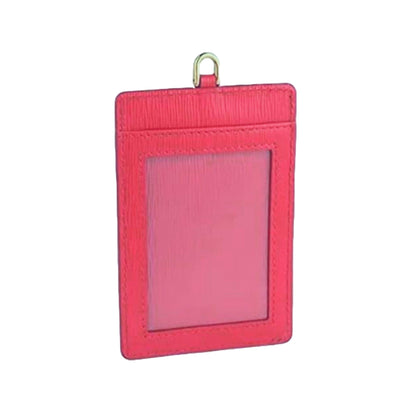 Vitello Move Fuchsia Leather Logo Plaque Lanyard Cardholder Wallet