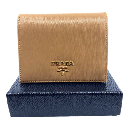 Vitello Move Cipria Beige Leather Bifold Snap Wallet