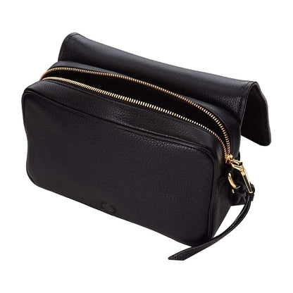 Vitello Phenix Black Leather Flap Crossbody Bag