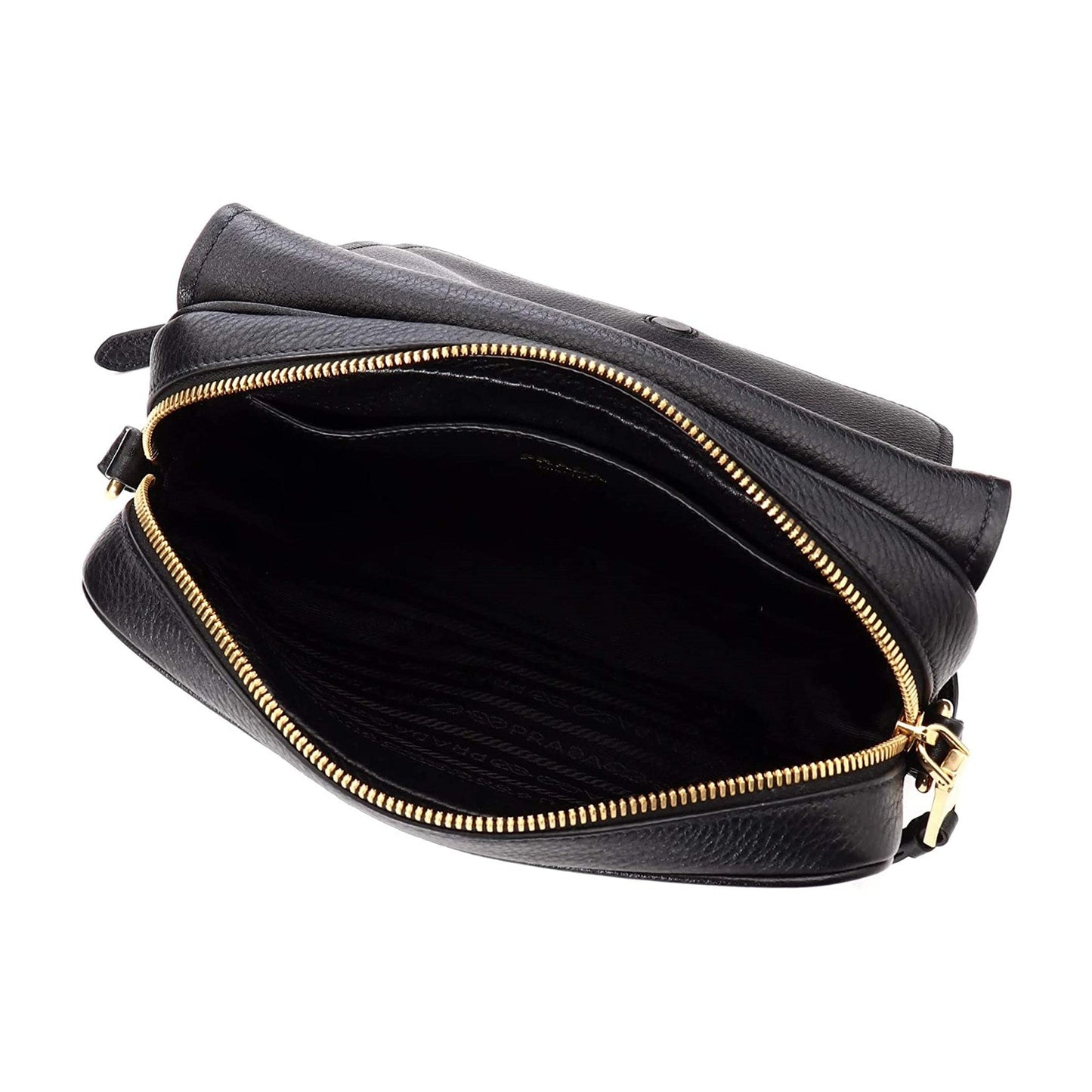 Vitello Phenix Black Leather Flap Crossbody Bag