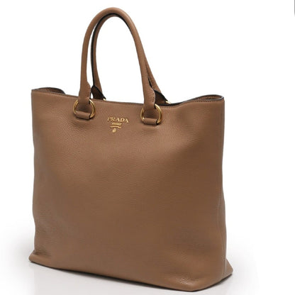 Vitello Phenix Cognac Brown Shopping Tote Bag