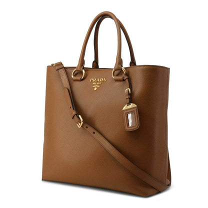 Vitello Phenix Cognac Brown Shopping Tote Bag