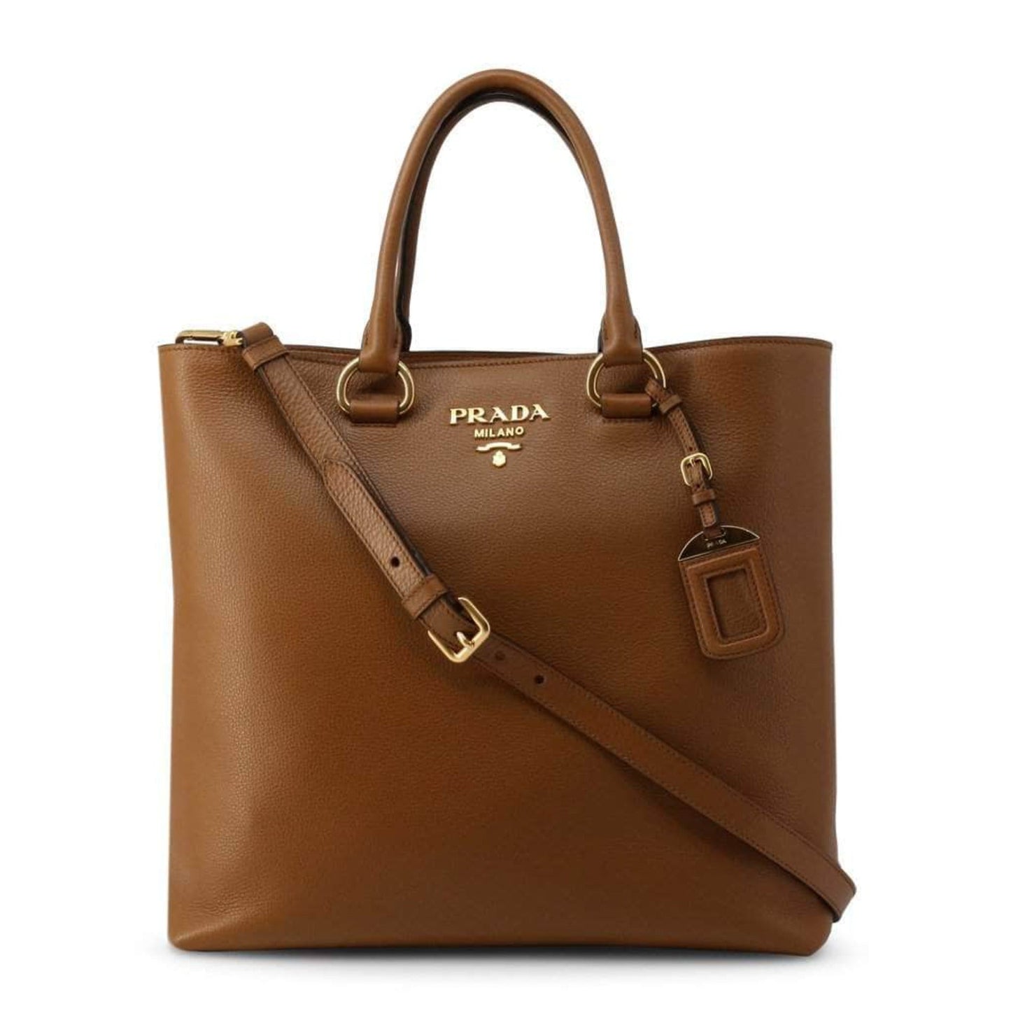 Vitello Phenix Cognac Brown Shopping Tote Bag