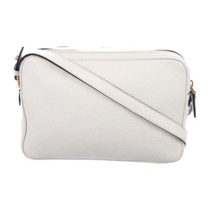 Vitello Phenix White Leather Double Zip Camera Crossbody