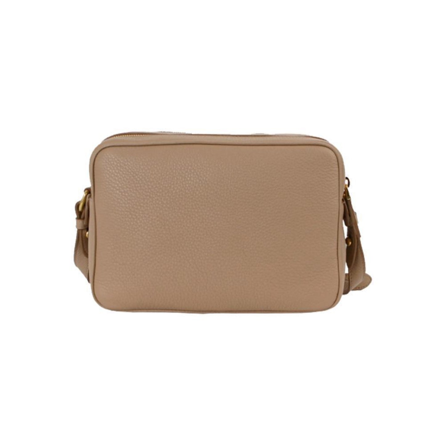 Beige Vitello Phenix Leather Double Zip Crossbody Bag