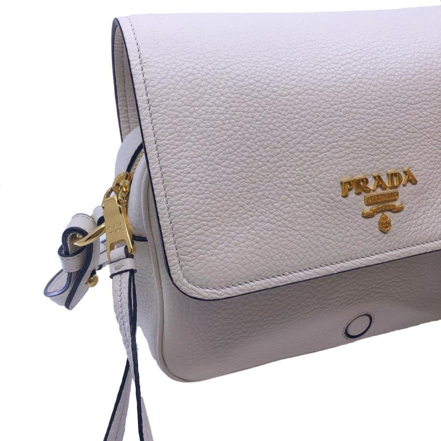 Flap Vitello Phenix Ivory Leather Cross Body Bag