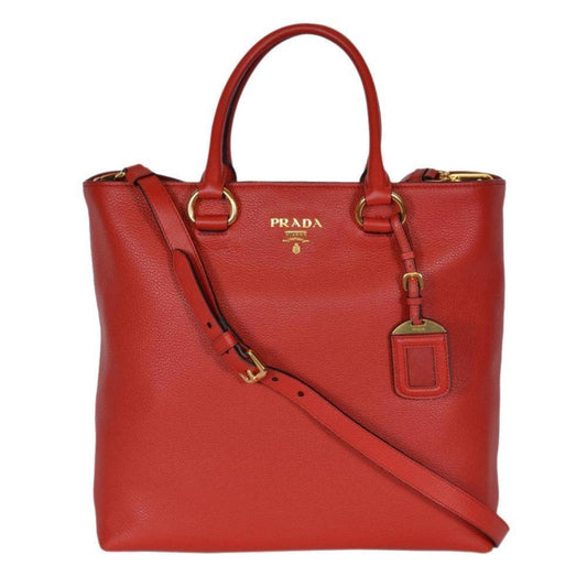 Vitello Phenix Red Leather Shopping Tote