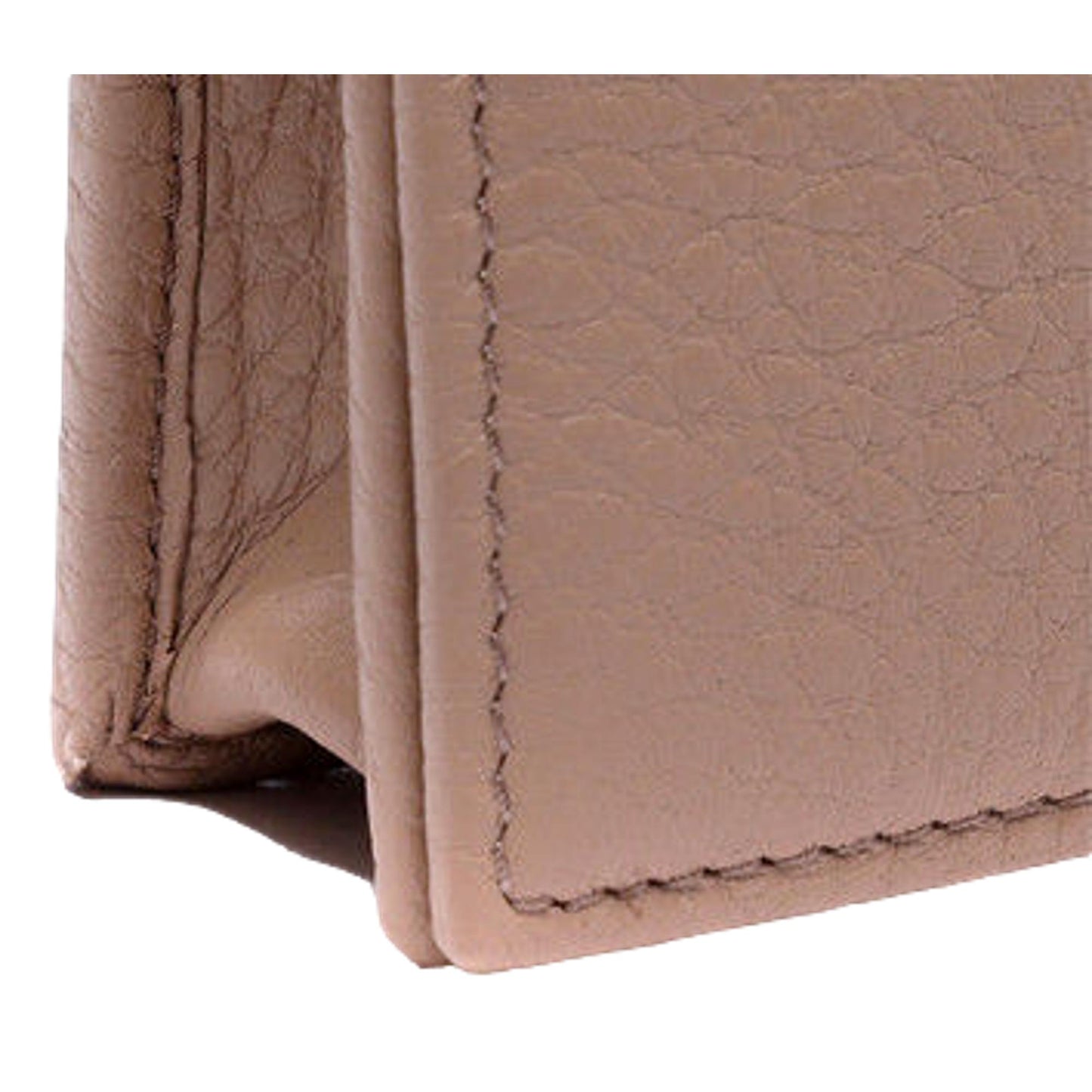 Women's Vitello Grain Cammeo Beige Leather Card Case Wallet