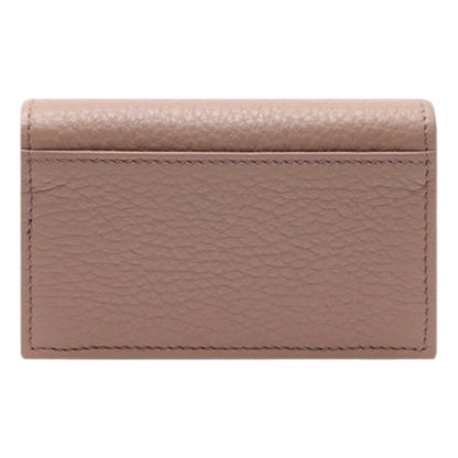 Women's Vitello Grain Cammeo Beige Leather Card Case Wallet