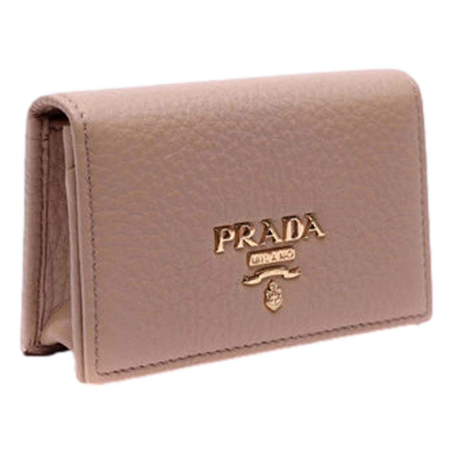 Women's Vitello Grain Cammeo Beige Leather Card Case Wallet