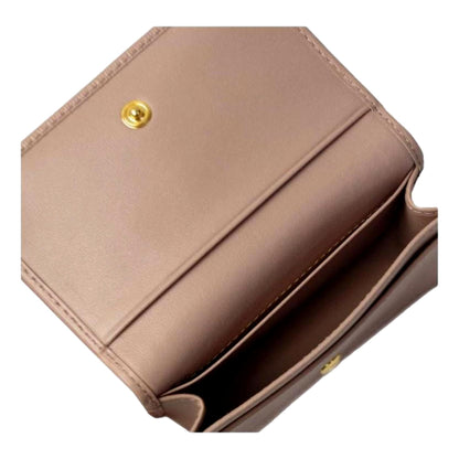 Vitello Move Cipria Beige Leather Mini Cardholder Snap Wallet