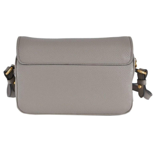 Vitello Phenix Argilla Grey Leather Flap Crossbody Bag