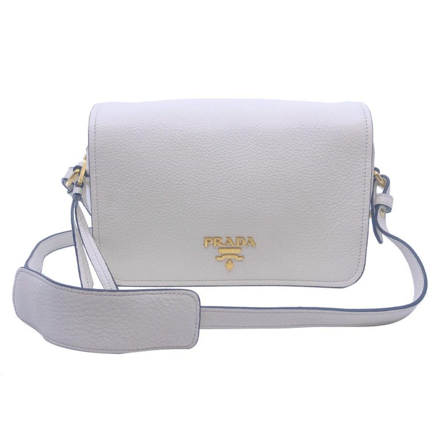 Flap Vitello Phenix Ivory Leather Cross Body Bag