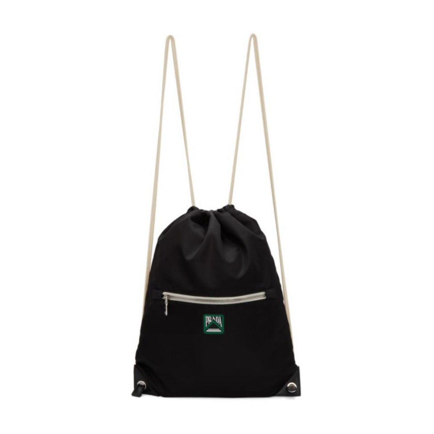 Logo Zaino Black Tessuto Nylon Drawstring Sling Backpack