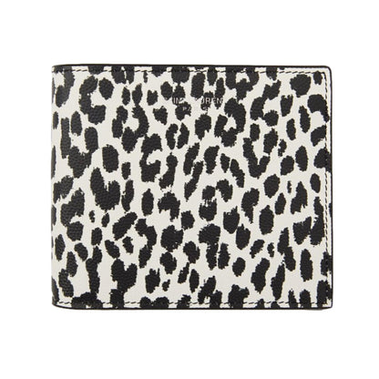 BabyCat Leopard Print Black and White Leather Bifold Wallet