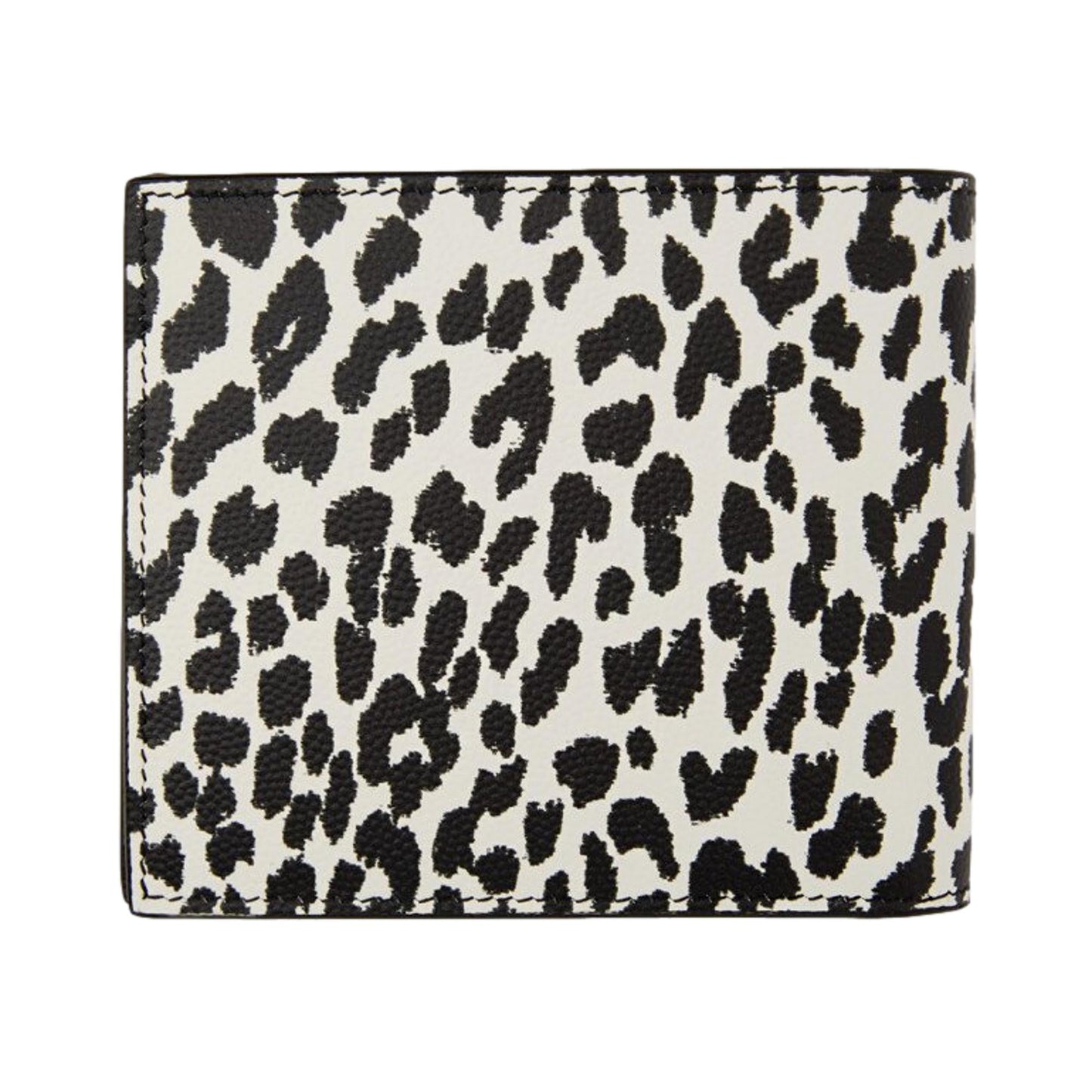 BabyCat Leopard Print Black and White Leather Bifold Wallet