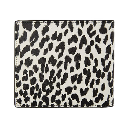 BabyCat Leopard Print Black and White Leather Bifold Wallet