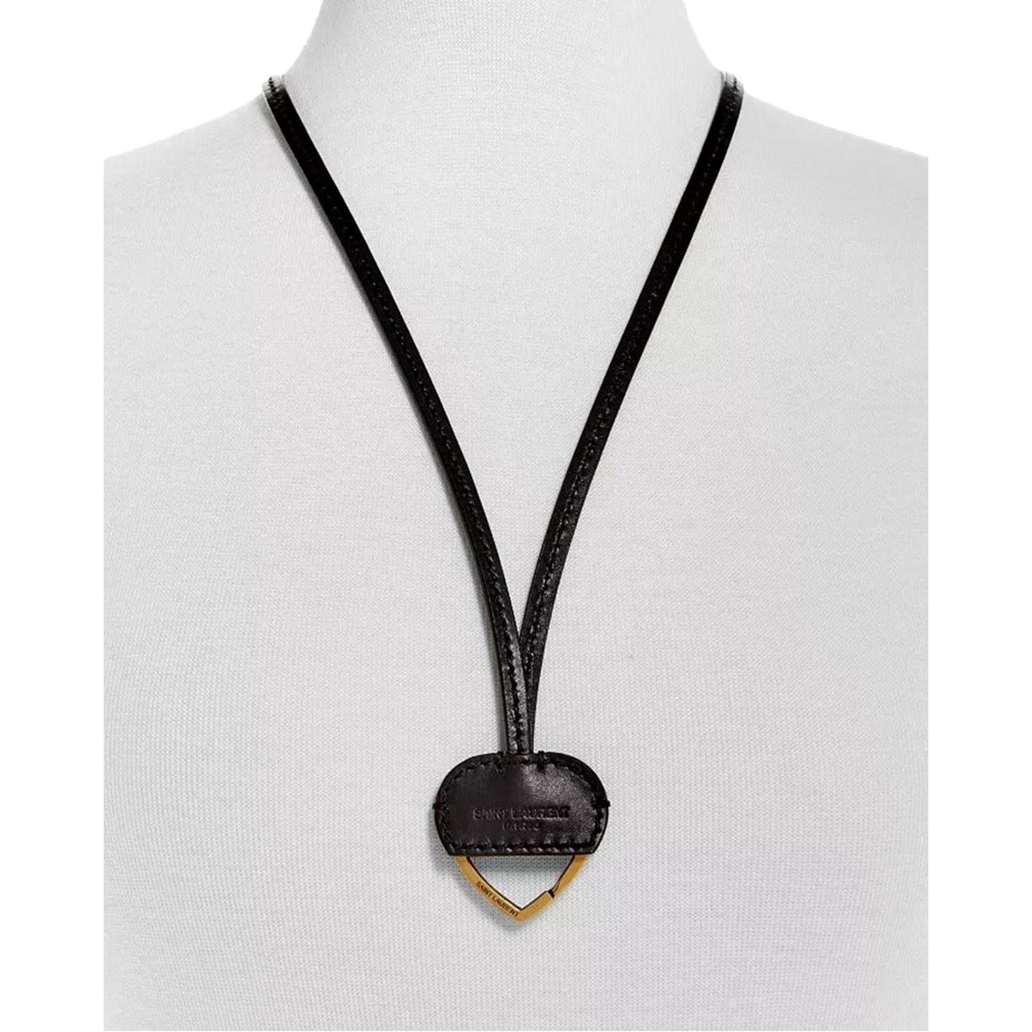 Black Patent Leather Heart Keyring Necklace