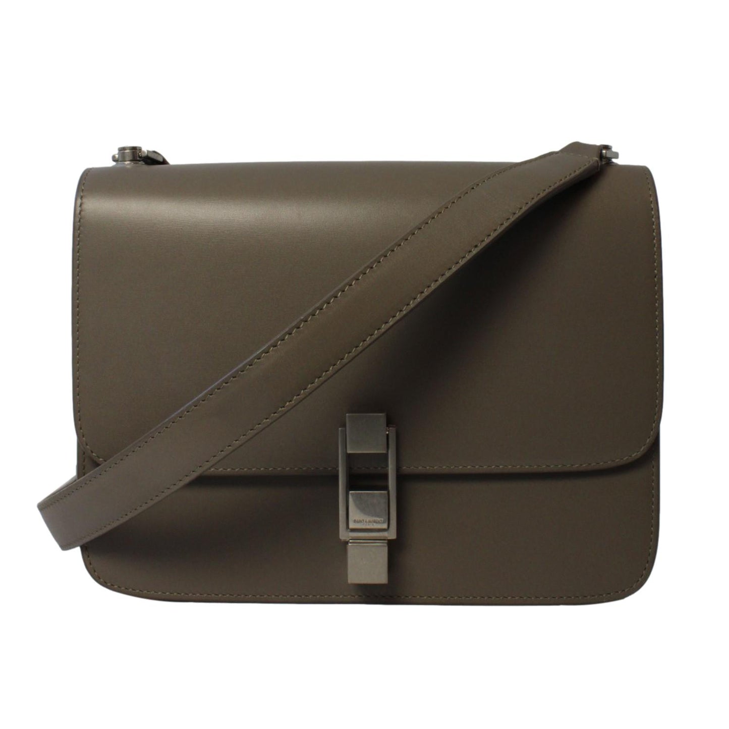 Carre Taupe Ultra Soft Calf Leather Shoulder Bag