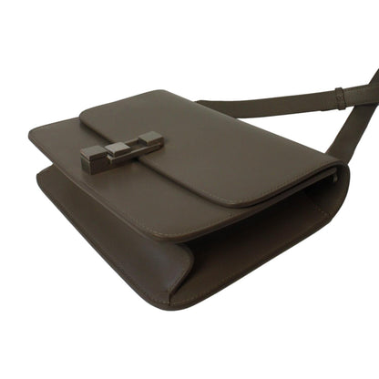 Carre Taupe Ultra Soft Calf Leather Shoulder Bag