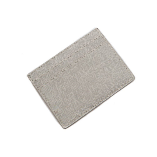 Grey Grain de Poudre Leather Credit Card Case Wallet