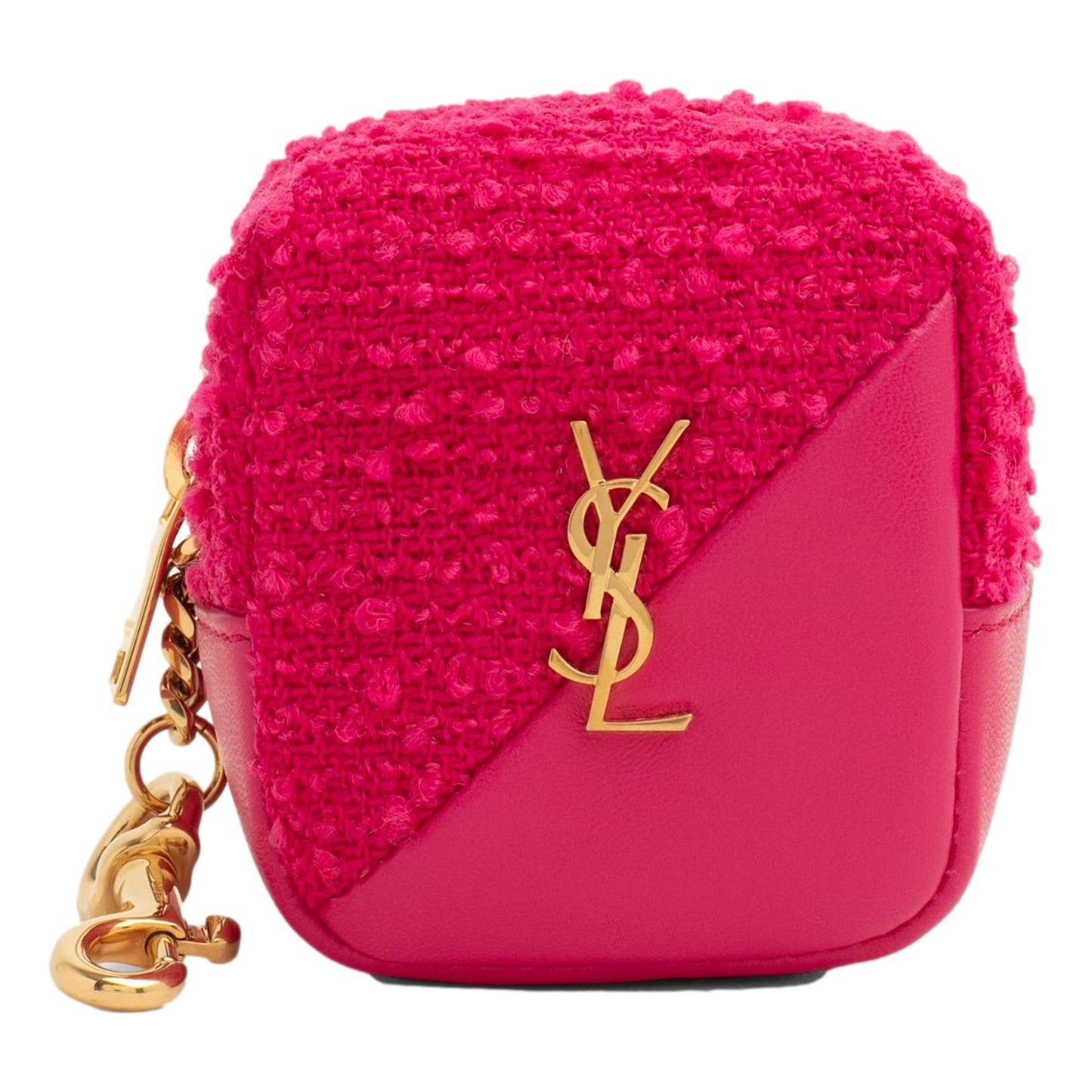 Jamie YSL Keyring Cube Magenta Tweed Leather