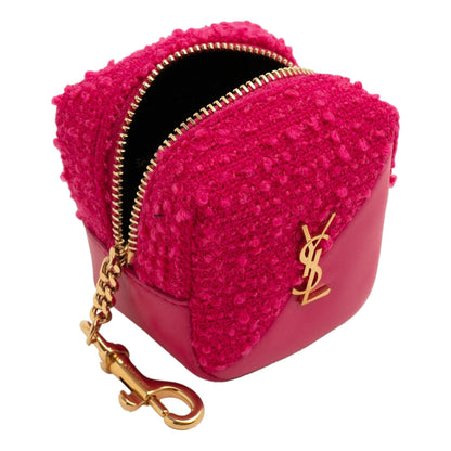 Jamie YSL Keyring Cube Magenta Tweed Leather