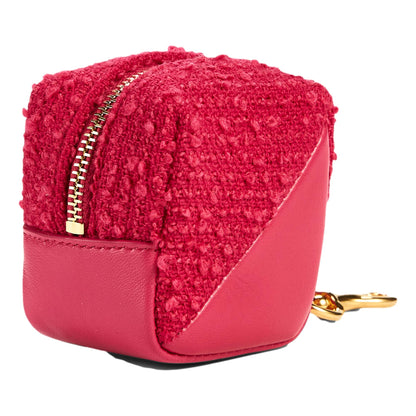 Jamie YSL Keyring Cube Magenta Tweed Leather