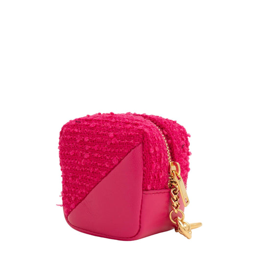 Jamie YSL Keyring Cube Magenta Tweed Leather