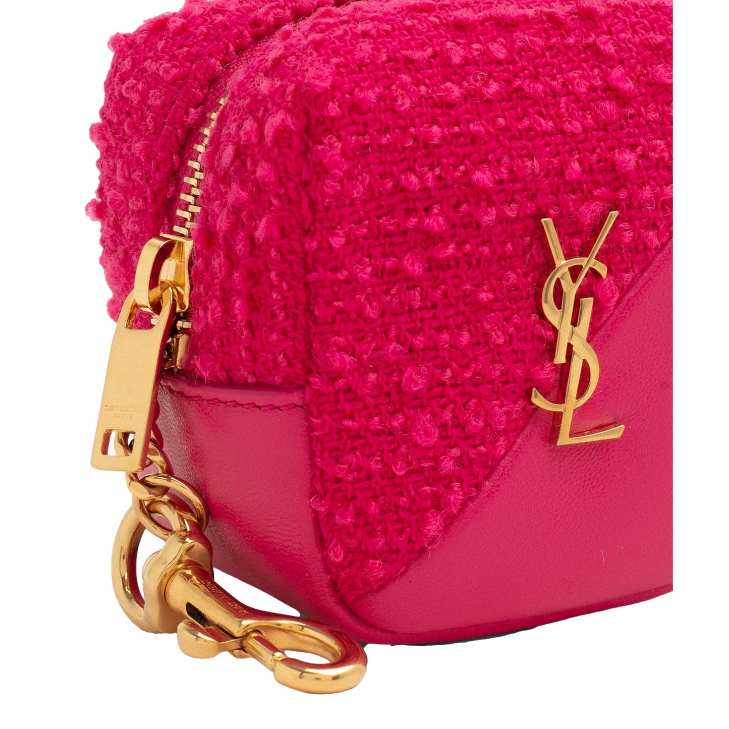 Jamie YSL Keyring Cube Magenta Tweed Leather