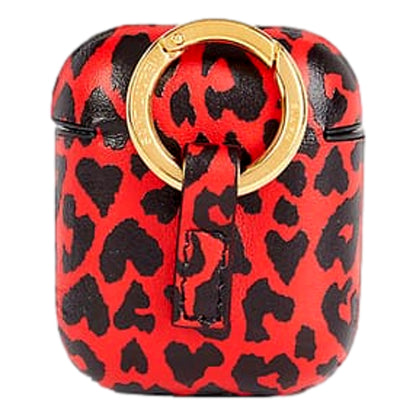 Leopard Print Black and Red Leather Airpods Case