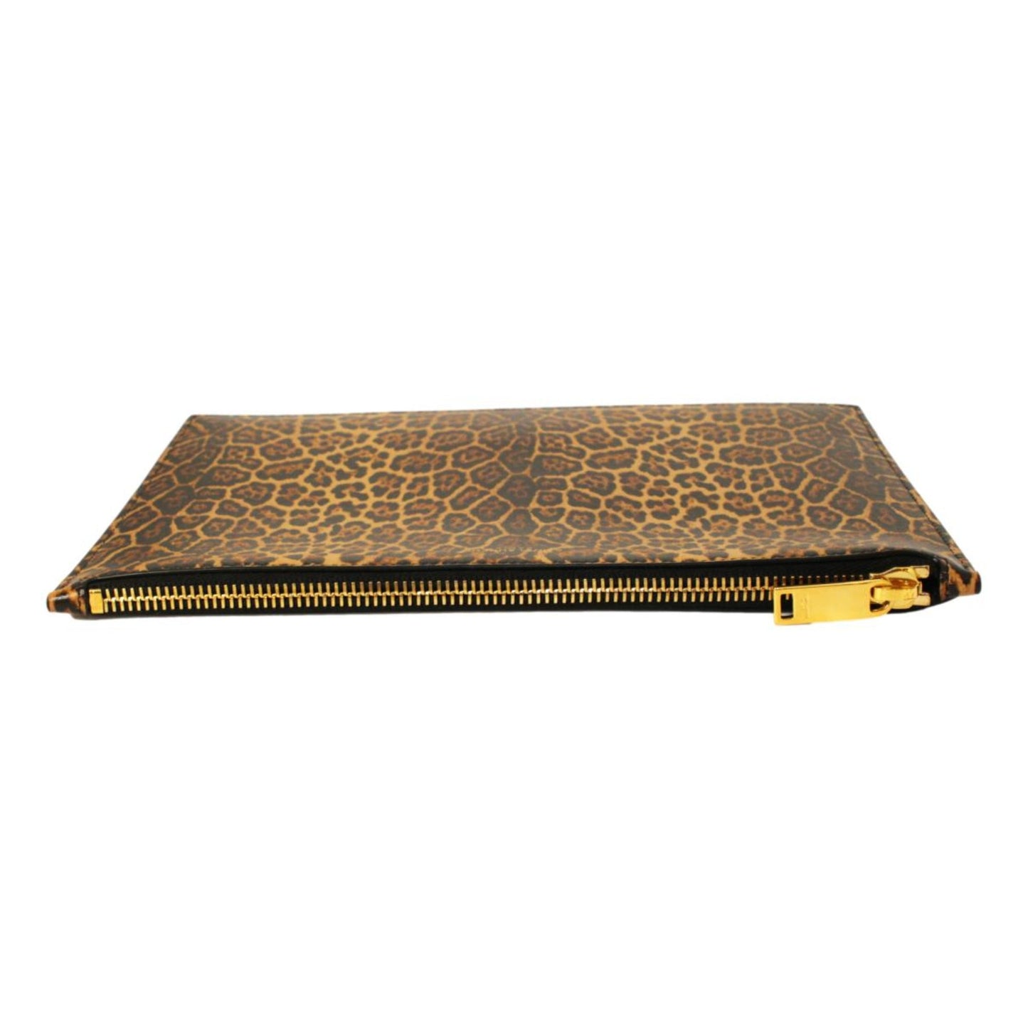 Leopard Printed Calfskin Leather Medium Pouch