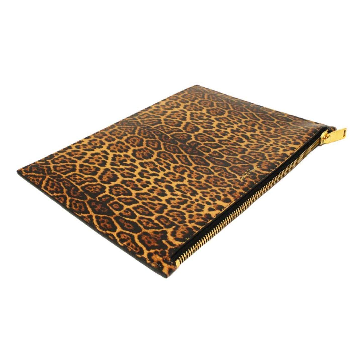 Leopard Printed Calfskin Leather Medium Pouch