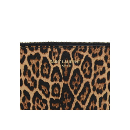 Leopard Printed Calfskin Leather Small Pouch