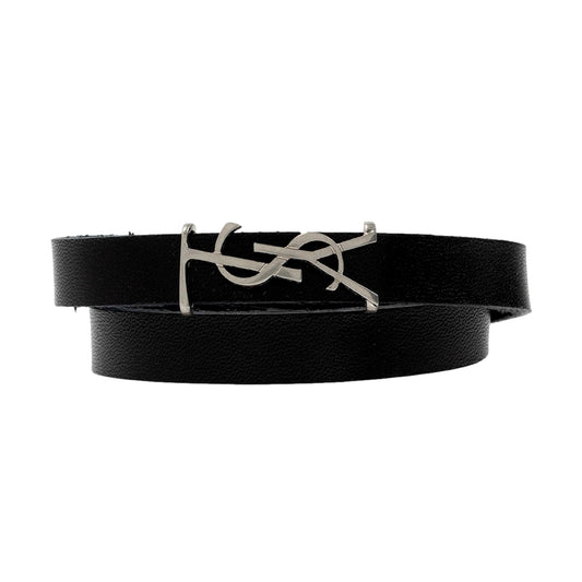 Monogram Black Leather Bracelet