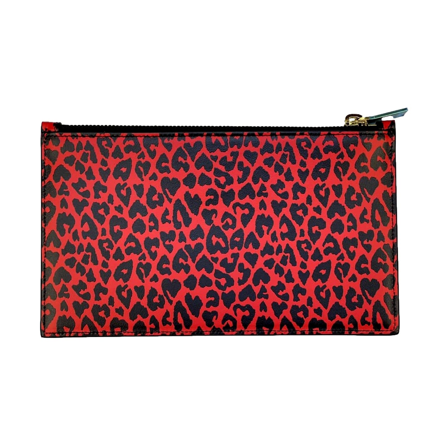 Rouge Leopard Printed Calfskin Leather Medium Pouch