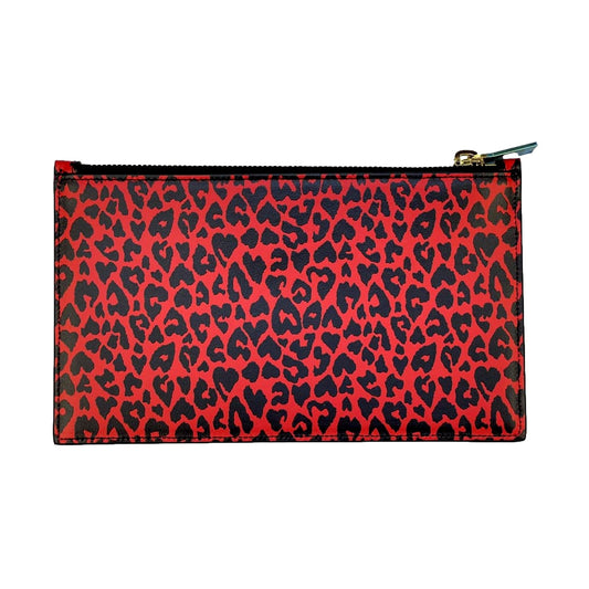 Rouge Leopard Printed Calfskin Leather Medium Pouch