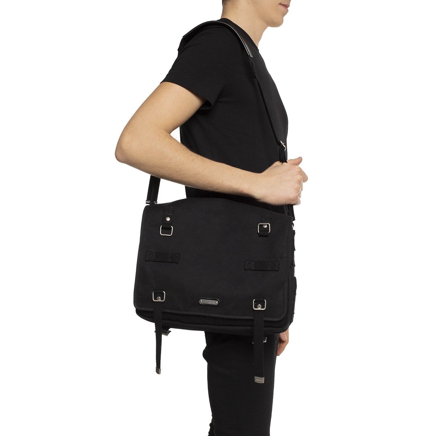 Sac Army Black Canvas Messenger Bag