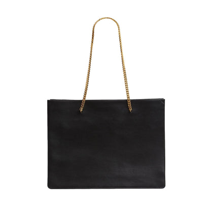 Siena Ultra Lux Black Calf Leather Chain Shoulder Tote Bag