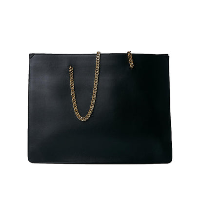 Siena Ultra Lux Black Calf Leather Chain Shoulder Tote Bag