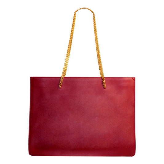 Siena Ultra Lux Red Calf Leather Chain Shoulder Tote Bag