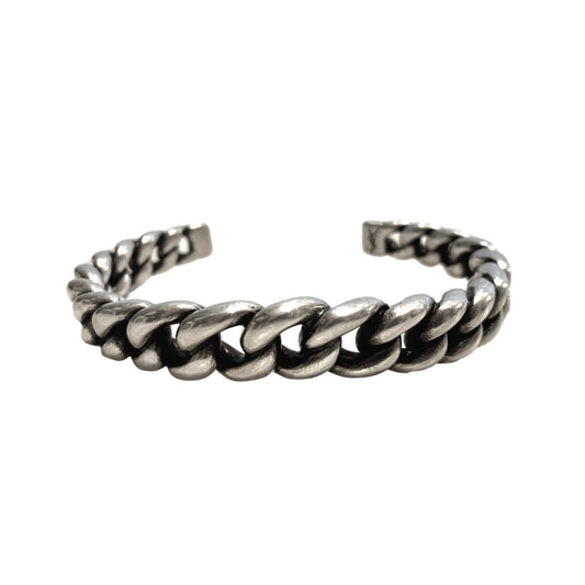 Silver Gunmetal Chain Link Cuff Bracelet