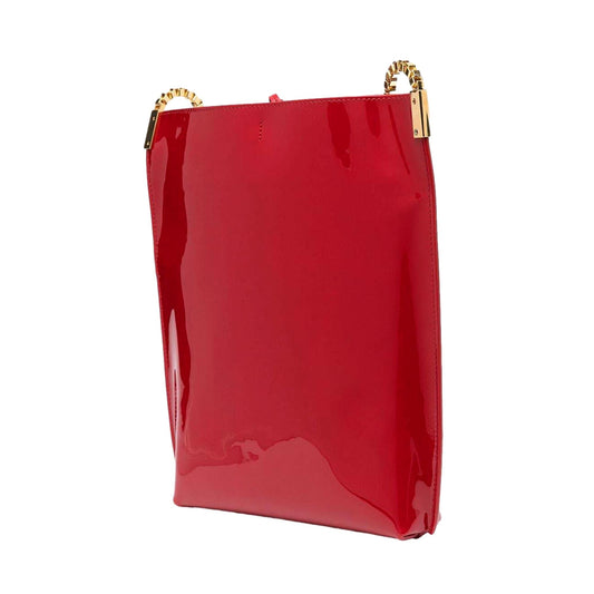 Suzanne Red Patent Leather Small Chain Hobo Bag