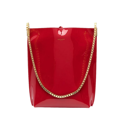 Suzanne Red Patent Leather Small Chain Hobo Bag