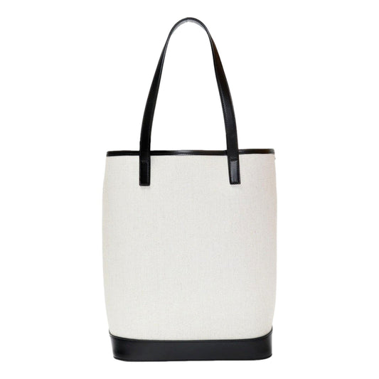 Teddy White Coated Linen Drawstring Bucket Bag