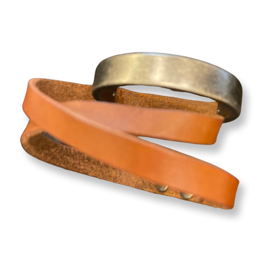 Giglio Wrap Bracelet Brown Calf Leather Gold Hardware