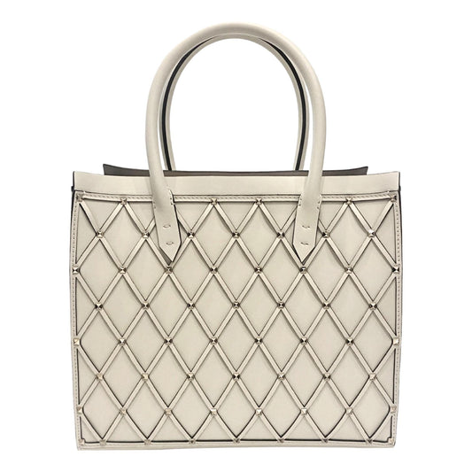 Beehive Lattice Ivory Studded Leather Crossbody Tote