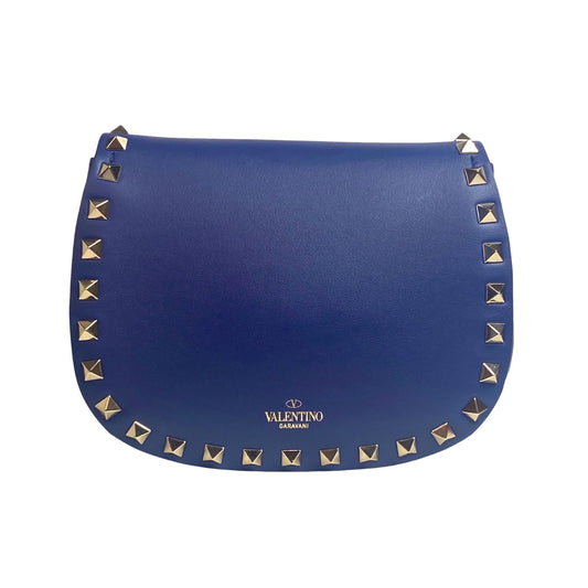 Rockstud Blue Leather Small Chain Crossbody Bag