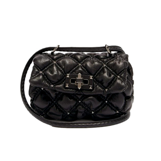 Spikeme Black Studded Leather Small Crossbody Bag